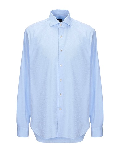 ALESSANDRO GHERARDI Solid color shirt Sky blue 100% Cotton