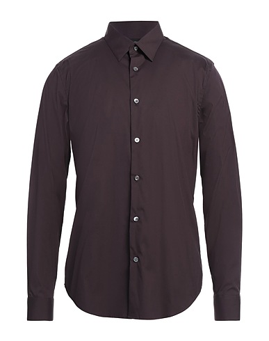 THEORY Solid colour shirt Dark brown 78% Cotton, 18% Polyamide, 4% Elastane