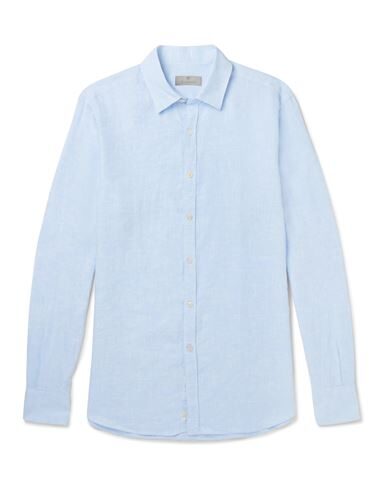 Canali Linen Shirt In Sky Blue