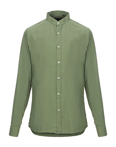 LABORATORI ITALIANI Solid color shirt Military green 100% Cotton