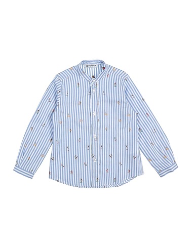 DONDUP Patterned shirt Sky blue 100% Cotton