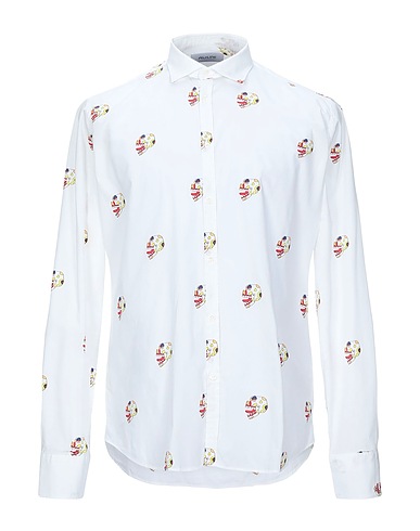 AGLINI Camicia fantasia Bianco 97% Cotone, 3% Elastan