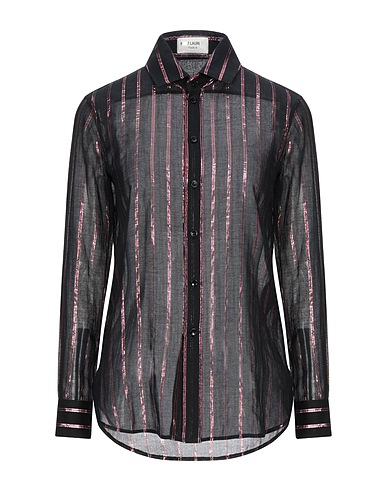 SAINT LAURENT Striped shirt Black 86% Cotton, 14% Polyester, Virgin Wool