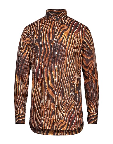 GABRIELE PASINI Patterned shirt Brown 100% Cotton