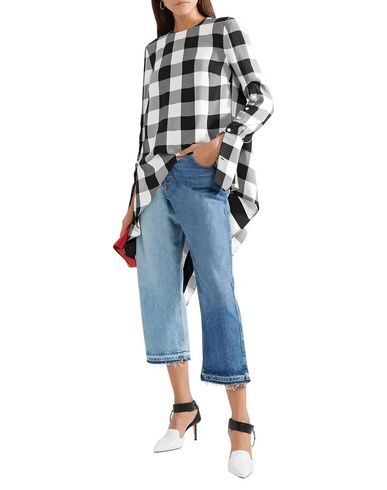 Monse Draped Gingham Crepe De Chine Top In Black