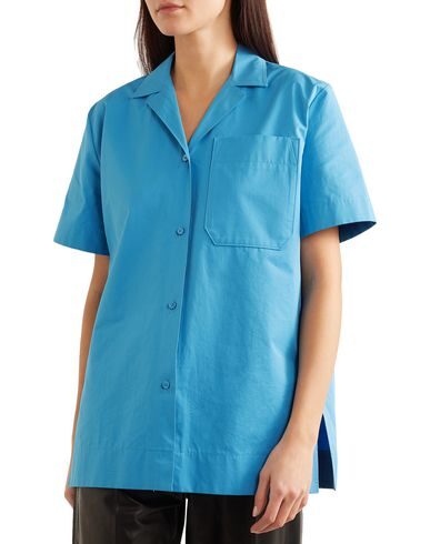 Kwaidan Editions Coated Cotton-poplin Shirt In Blue