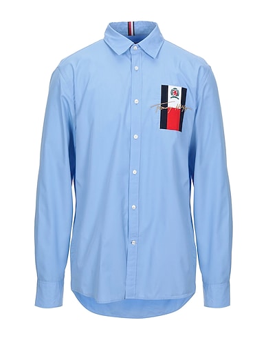 HILFIGER COLLECTION Camicia tinta unita Celeste 100% Cotone