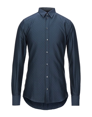 DOLCE&GABBANA Patterned shirt Midnight blue 100% Cotton