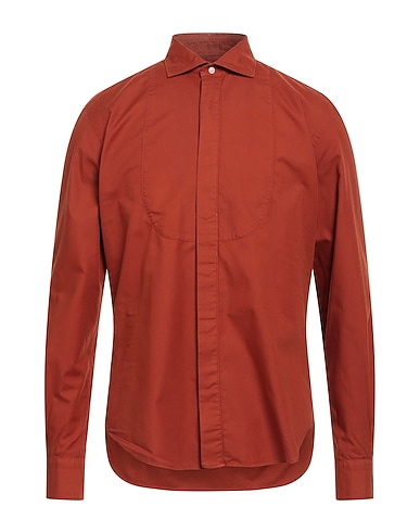 BOGLIOLI Solid colour shirt Rust 100% Cotton