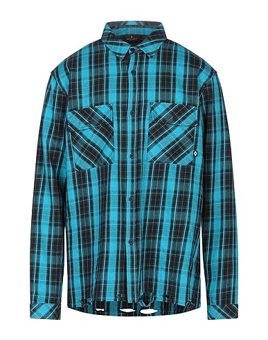 MARCELO BURLON Camicia a quadri Turchese 100% Cotone