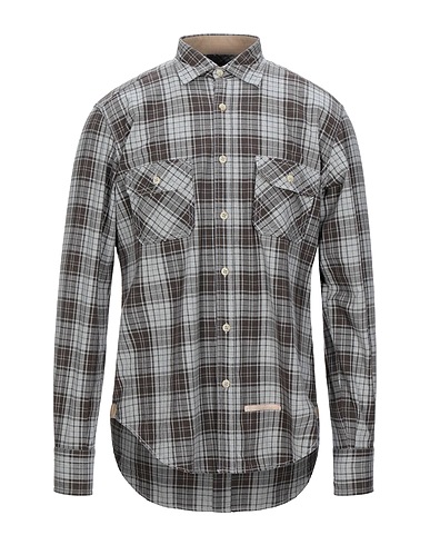 TINTORIA MATTEI 954 Kariertes Hemd Schokobraun 100% Baumwolle