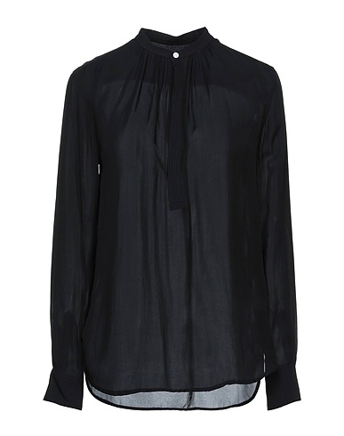 POLO RALPH LAUREN Top SILK-BLEND BLOUSE
 Black 51% Silk, 49% Viscose