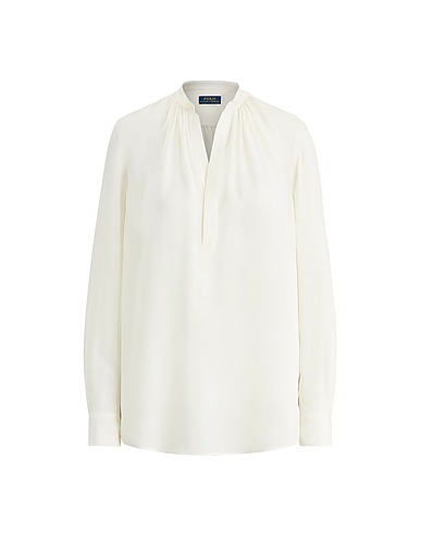 POLO RALPH LAUREN トップス SILK-BLEND BLOUSE
 ホワイト シルク 51% / レーヨン 49%