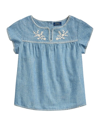 POLO RALPH LAUREN Top Embroidery Chambray Top
 Blue 100% Cotton