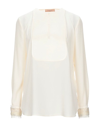TWINSET Top Bianco 100% Poliestere, Acetato, Viscosa, Cotone, Madreperla