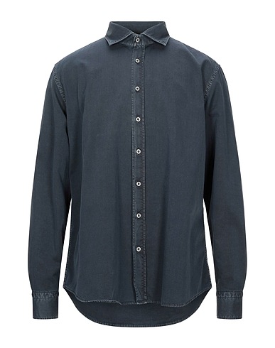 BASTONCINO 無地シャツ ミッドナイトブルー コットン 100%