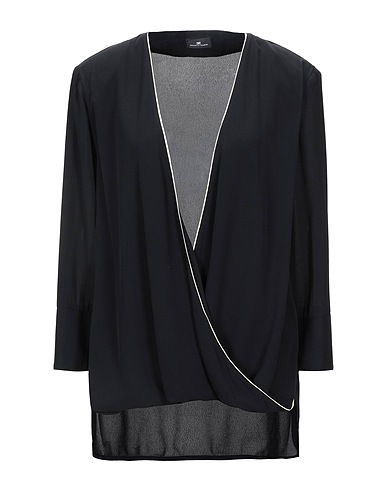 ELISABETTA FRANCHI Top Nero 100% Viscosa, Poliestere, Elastan