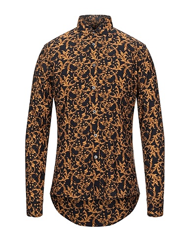 DANIELE ALESSANDRINI Patterned shirt Black 100% Viscose