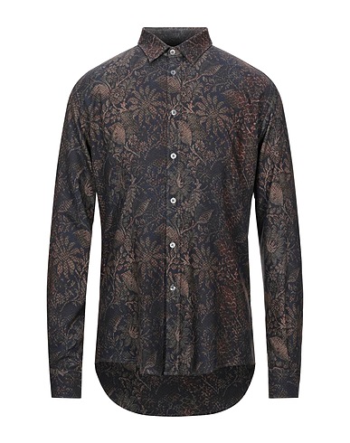 GREY DANIELE ALESSANDRINI Patterned shirt Midnight blue 100% Viscose