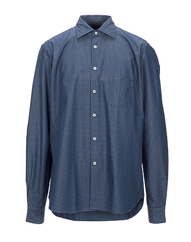 BORSA Patterned shirt Midnight blue 100% Cotton