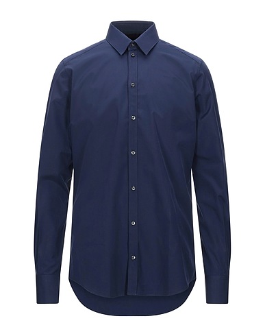 RAF MOORE Solid colour shirt Midnight blue 100% Cotton