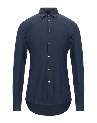 DANIELE ALESSANDRINI HOMME Patterned shirt Midnight blue 100% Cotton