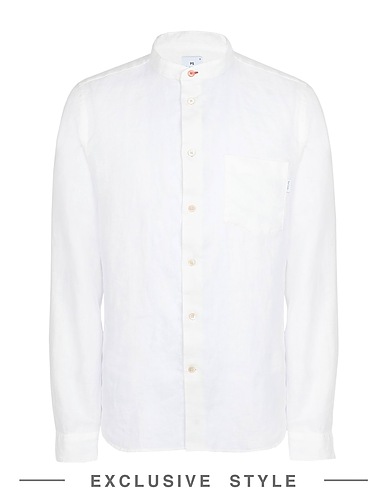 PS PAUL SMITH x YOOX Linen shirt MES L/S TAILORED FIT-SHIRT
 White 100% Linen