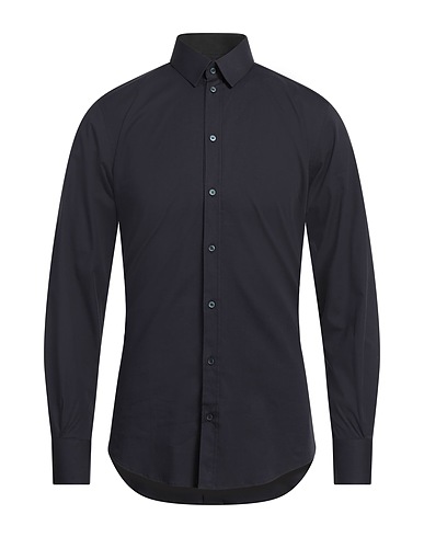 DOLCE&GABBANA Solid colour shirt Midnight blue 97% Cotton, 3% Elastane