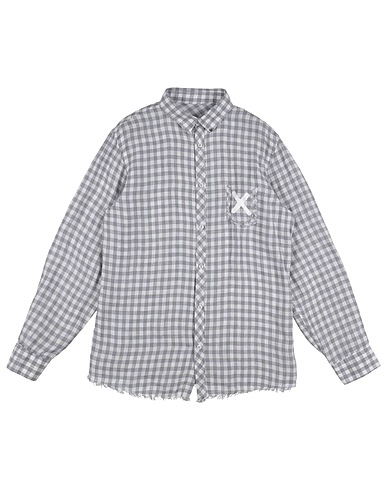BERNA Patterned shirt Light grey 100% Linen