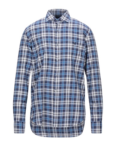 BROOKSFIELD Kariertes Hemd Taubenblau 100% Baumwolle