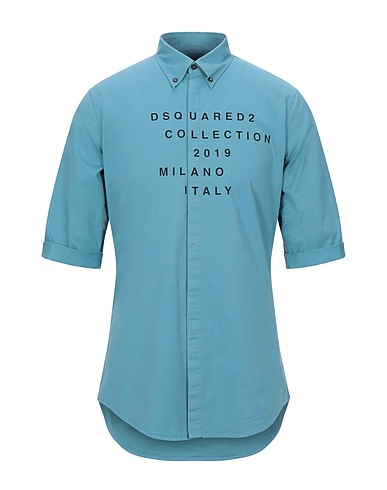 DSQUARED2 Shirts Pastel blue 97% Cotton, 3% Elastane