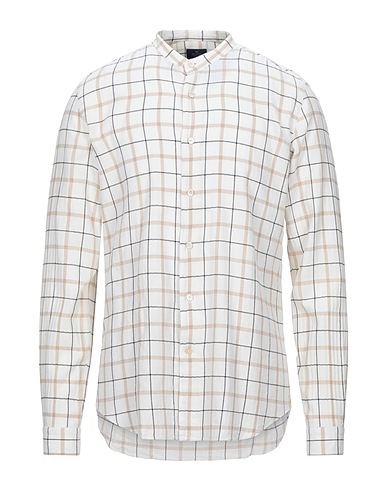 ALESSANDRO GHERARDI Camicia a quadri Bianco 98% Cotone, 2% Elastan
