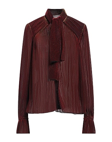 MARCO DE VINCENZO Shirts & blouses with bow Chocolate brown 58% Polyamide, 42% Polyimide