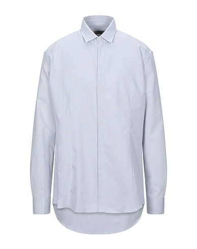 DANIELE ALESSANDRINI HOMME Camisa estampada Gris perla 100% Algodón, Elastán