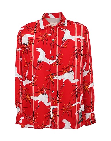 BUSCEMI Patterned shirt RED BIRDS SHIRT
 Red 56% Viscose, 38% Cupro, 6% Silk