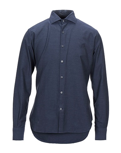 BROOKSFIELD Patterned shirt Midnight blue 100% Cotton