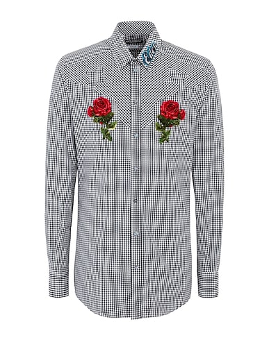 DOLCE&GABBANA Checked shirt Black 100% Cotton, Viscose, Polyester