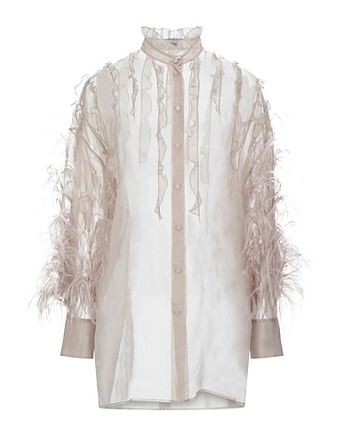 VALENTINO GARAVANI Hemden und Blusen aus Seide Hellgrau 100% Seide, Straussenfedern, Polyester