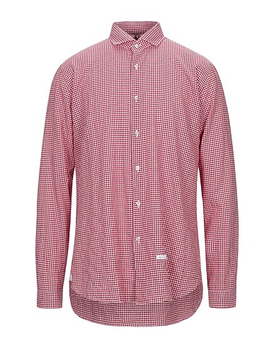 DNL Checked shirt Burgundy 98% Cotton, 2% Elastane, Polyamide