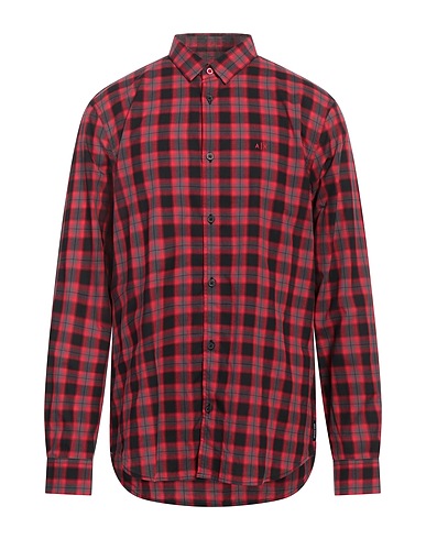 ARMANI EXCHANGE Checked shirt Red 99% Cotton, 1% Elastane