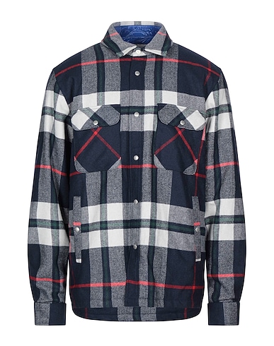 WOOLRICH Checked shirt Midnight blue 75% Wool, 25% Polyamide