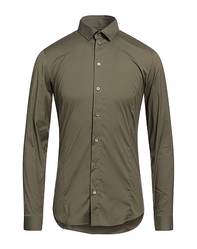 PATRIZIA PEPE Solid colour shirt Military green 67% Cotton, 27% Polyamide, 6% Elastane