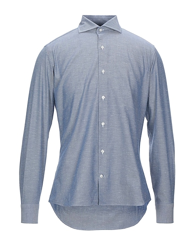 LES COPAINS Solid colour shirt Blue 100% Cotton