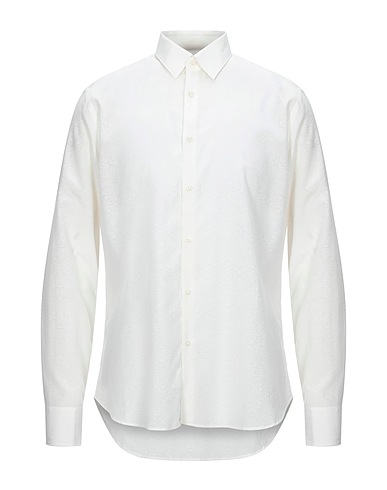 MANUEL RITZ Solid colour shirt Ivory 52% Cotton, 48% Viscose