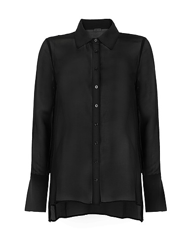 8 by YOOX Silk shirts & blouses SILK CHIFFON L/SLEEVE CHEMISIER
 Black 100% Silk