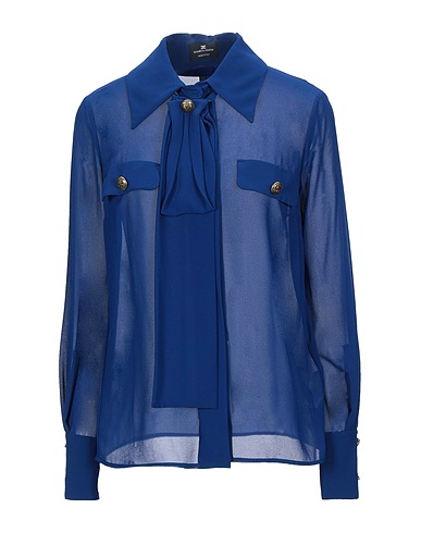 ELISABETTA FRANCHI Solid colour shirts & blouses Blue 100% Polyester