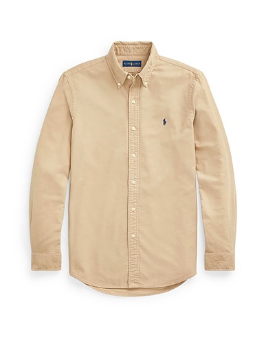 POLO RALPH LAUREN Camicia tinta unita SLIM FIT OXFORD SHIRT
 Sabbia 100% Cotone
