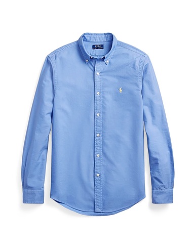 POLO RALPH LAUREN Solid colour shirt SLIM FIT OXFORD SHIRT
 Azure 100% Cotton
