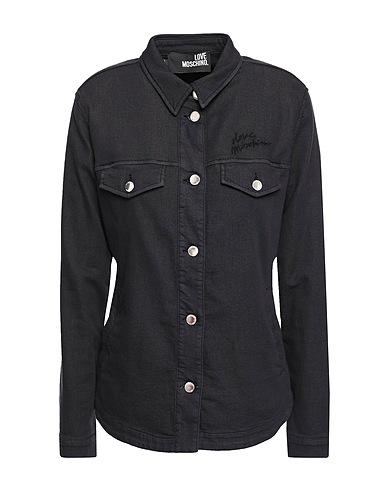 LOVE MOSCHINO Solid colour shirts & blouses Black 89% Cotton, 9% Polyester, 2% Elastane