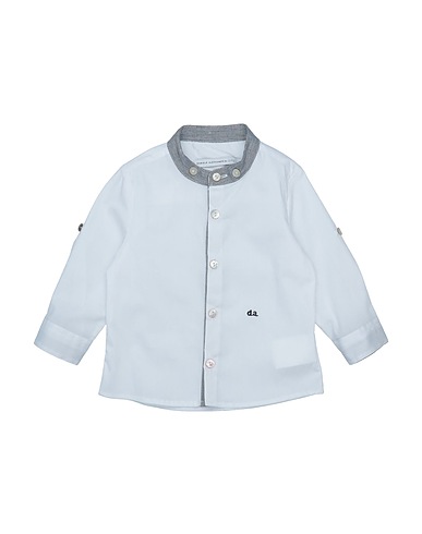 GREY DANIELE ALESSANDRINI Solid colour shirt White 72% Cotton, 25% Polyamide, 3% Elastane